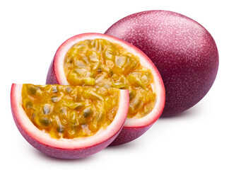 Poster - Passion half. Passion clipping path. Organic passion fruit macro studio photo. Full depth of field