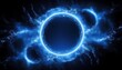 © pornpun - abstract background of burning futuristic blue circle in the dark