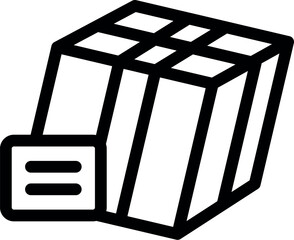 Sticker - Simple line icon of a box with a label, representing the concept of shipping and delivery