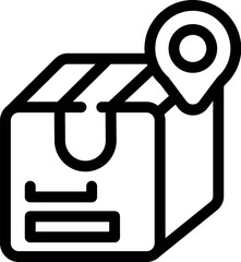 Poster - Simple icon of a cardboard box with a location pin indicating its current whereabouts during shipping