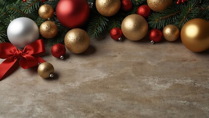 Festive Christmas decorated background mockup 