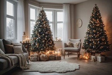 Wall Mural - Festive holiday home decor with Christmas tree