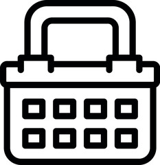 Poster - Simple line art icon of a shopping basket, perfect for representing online or in person shopping experiences