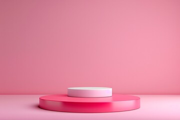 Poster - Against a soft, gradient background, a 3D podium with a matte finish offers a sophisticated platform for product display or text. The ample copyspace allows for versatile use in advertising or