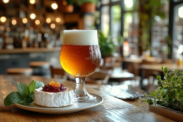 Wall Mural - glass of beer on table