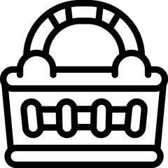 Poster - simple black and white line art icon of a laundry basket with a handle, useful for representing dome
