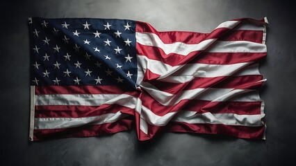 Wall Mural - Elegant American flag on dark texture, symbol of freedom and patriotism, ideal for Independence Day.