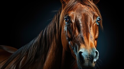 Poster - beautiful horse isolated in dark background image created with a genrative ai technology  