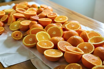 Wall Mural - Sliced ​​oranges on the table