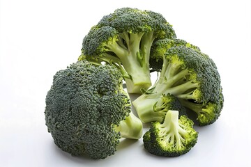 Wall Mural - Broccoli pieces isolated on white background