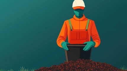 Poster - Sustainable organic waste composting and recycling flat design Promoting eco friendly green and renewable agriculture and gardening concepts