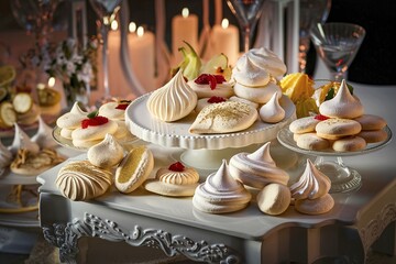 Wall Mural - Delicious meringue cookies on the table