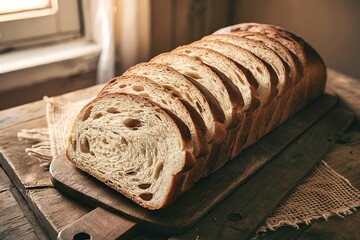 Wall Mural - Sliced bread loaf on the table