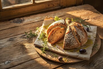 Wall Mural - Whole meal bread on the table