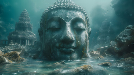 underwater buddha statue