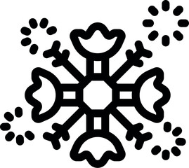 Poster - Simple icon of a beautiful snowflake with small snowflakes falling on the ground