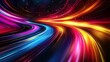 © Adi - Abstract glowing lines with bright colors and scattered glitter on a dark background.
