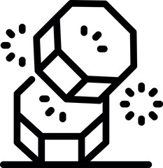 Poster - line art icon of two hexagonal molecules colliding and releasing energy particles