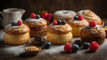 Wall Mural - muffins and berries