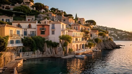 Wall Mural - mediterranean houses nestled in an idyllic coastal village