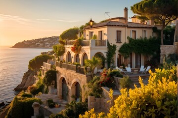 Wall Mural - mediterranean houses nestled in an idyllic coastal village