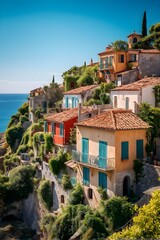 Wall Mural - mediterranean houses nestled in an idyllic coastal village