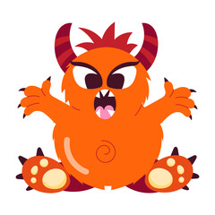 Sticker - Spooky demon with weird expression, flat sticker 

