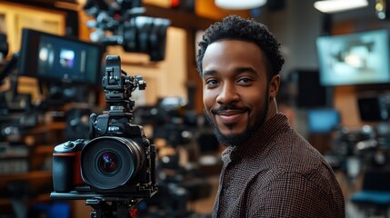 Cameraman in a film studio.