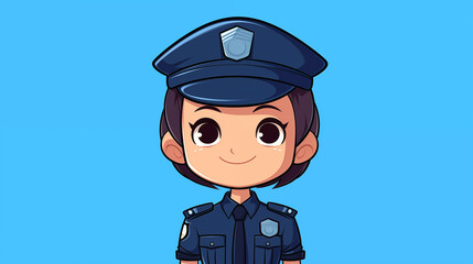 Wall Mural - Hand drawn cartoon cute female police illustration picture
