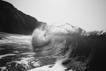 Wall Mural - Black and White Wave Ocean