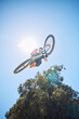 © Michael Cunningham/peopleimages.com - Extreme sports, jump and man on bicycle in air for training, competition and exercise in countryside. Fitness, cycling and low angle of person with mountain bike for adventure, freedom and adrenaline