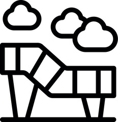 Poster - architectural detail featuring a contemporary facade with geometric shapes and clouds in the backgro