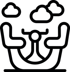 Poster - Two pilots flying airplane above clouds steering wheel control panel icon