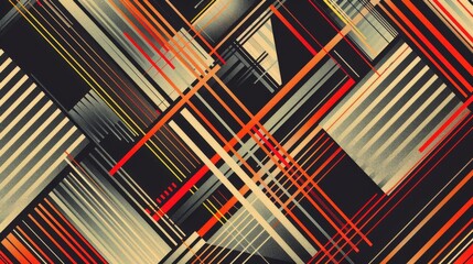 Poster - a contemporary line pattern with a series of angular, intersecting lines creating a complex geometri