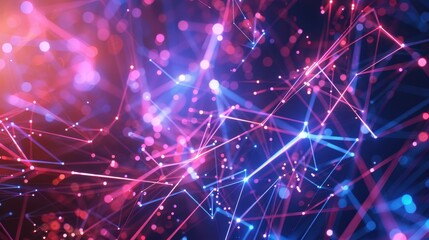 Poster - A futuristic abstract technology background featuring a complex arrangement of digital lines and nodes.