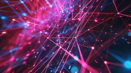 Poster - A futuristic abstract technology background featuring a complex arrangement of digital lines and nodes.