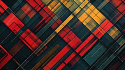 Poster - A geometric line pattern with intersecting diagonal and vertical lines forming a lattice design