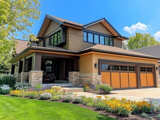 Canvas Print - Large house with front yard