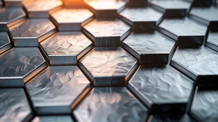 Poster - A modern background design showcasing a subtle hexagonal pattern with a metallic sheen.