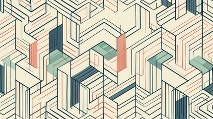 Poster - a modern pattern featuring a series of interconnected lines and shapes.