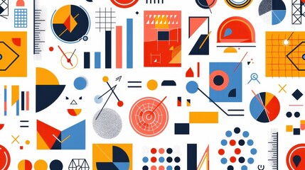 Poster - A professional business pattern with a repeating grid of abstract business symbols
