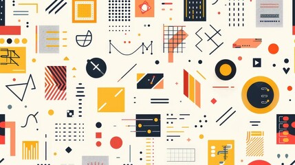 Poster - A professional business pattern with a repeating grid of abstract business symbols