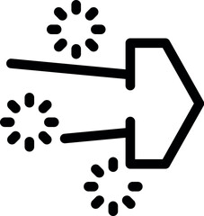 Poster - Bold arrow pointing right with three rotating loading icons, symbolizing ongoing data transfer