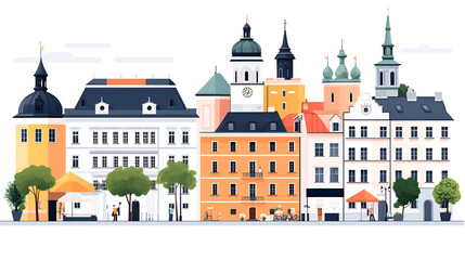 Wall Mural - Vibrant European Cityscape Illustration - Perfect for Travel Brochures, Posters, and More!