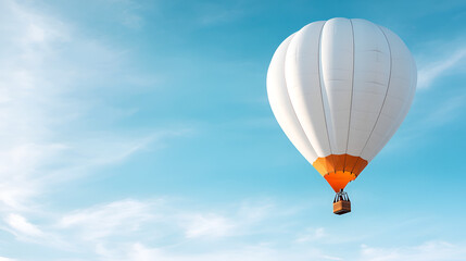 Wall Mural - White Hot Air Balloon in Blue Sky - Perfect for Travel and Adventure Designs