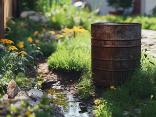 Poster - Rusty Barrel by Stream