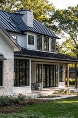 Wall Mural - White House with Black Roof and Windows