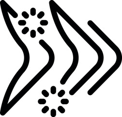 Poster - Bold black icon of three arrows pointing right with loading circles, perfect for representing fast data transfer