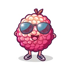 Canvas Print - A cheerful cartoon raspberry character wearing sunglasses and sneakers.