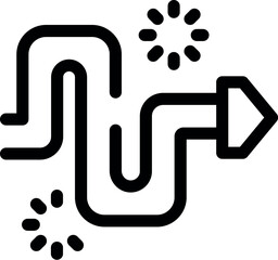 Poster - Winding path with obstacles is leading to a goal, represented by an arrow